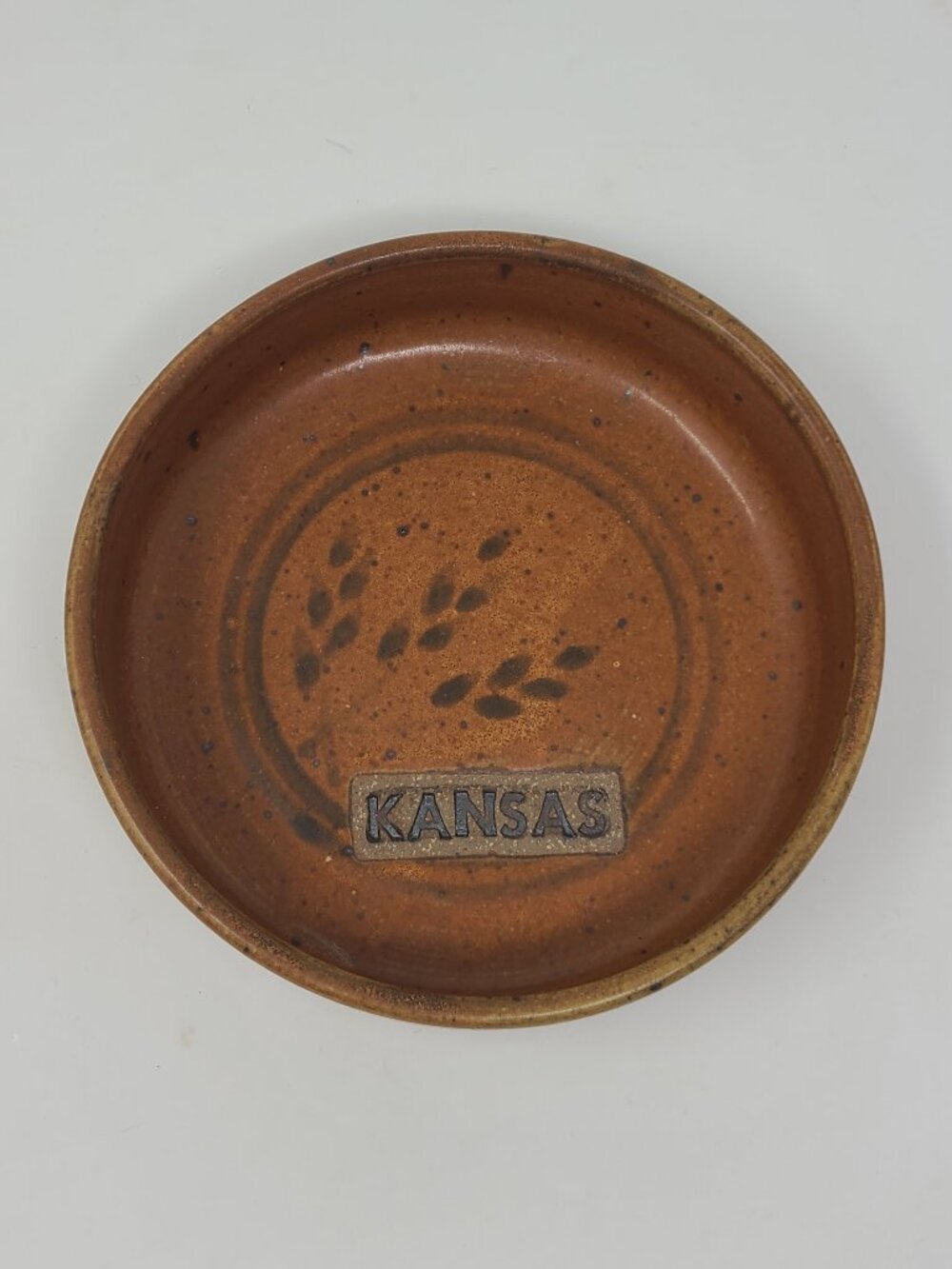 Flint Hills Clay Works Kansas Bowl Pottery wheat brown 7 inches